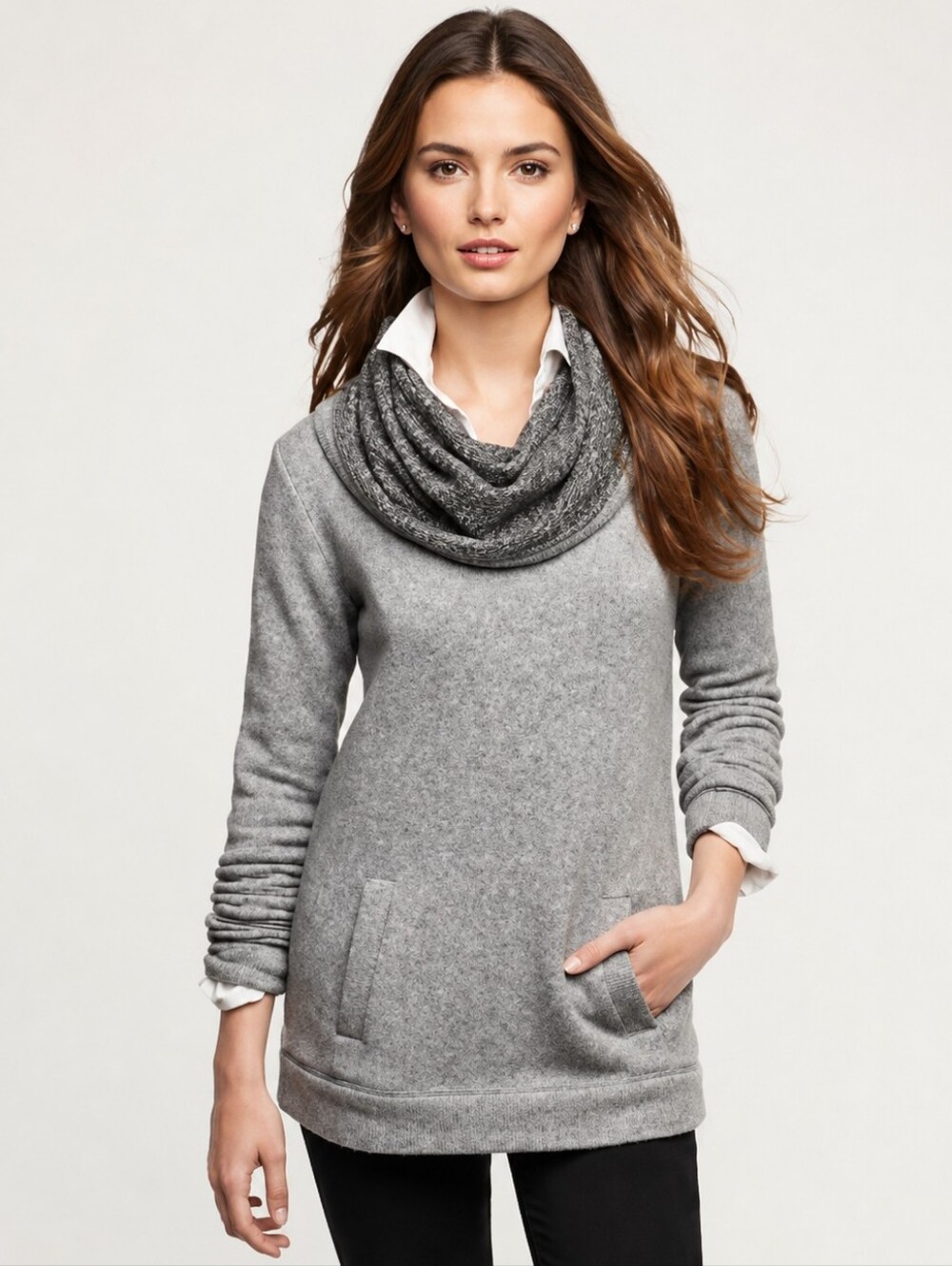 ❤️ J CREW GRAY BLOGGER MARLED FUNNEL NECK SWEATER, SMALL